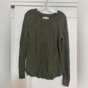 Loft Crewneck Olive and Metallic Gold Sweater